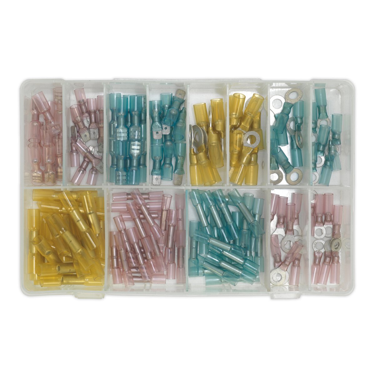 Adhesive Lined Heat Shrink Terminal Assortment 142pc Blue, Red & Yellow