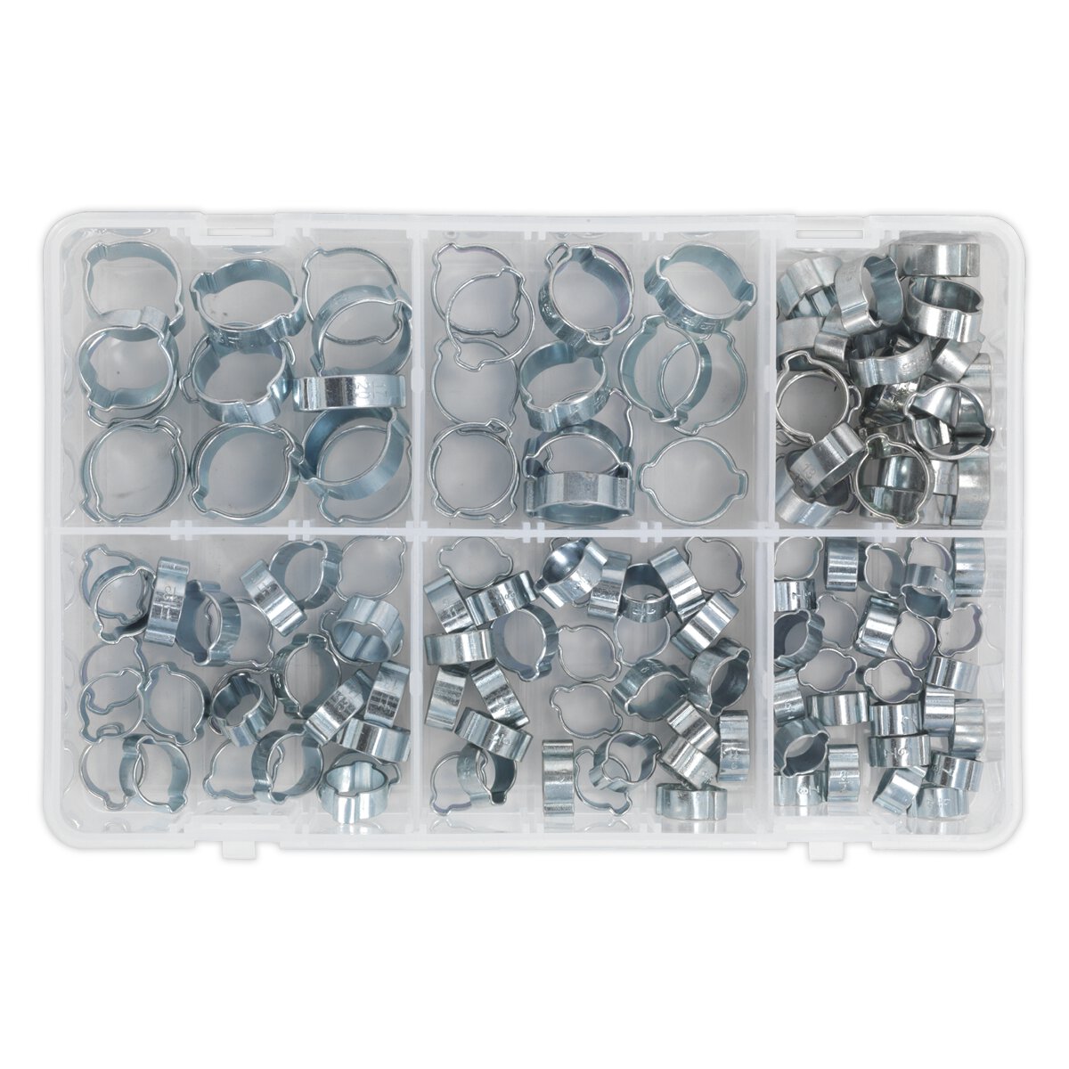 O-Clip Double Ear Assortment 140pc Zinc Plated