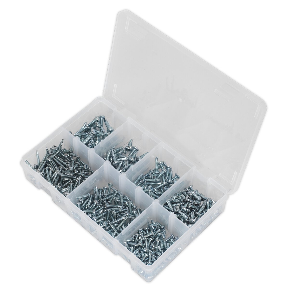 Self Drilling Screw Assortment 500pc Pan Head Phillips Zinc D7504N