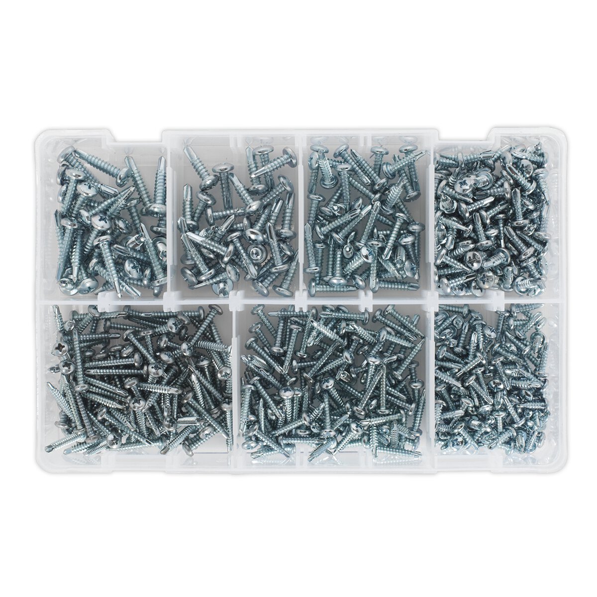 Self Drilling Screw Assortment 500pc Pan Head Phillips Zinc D7504N