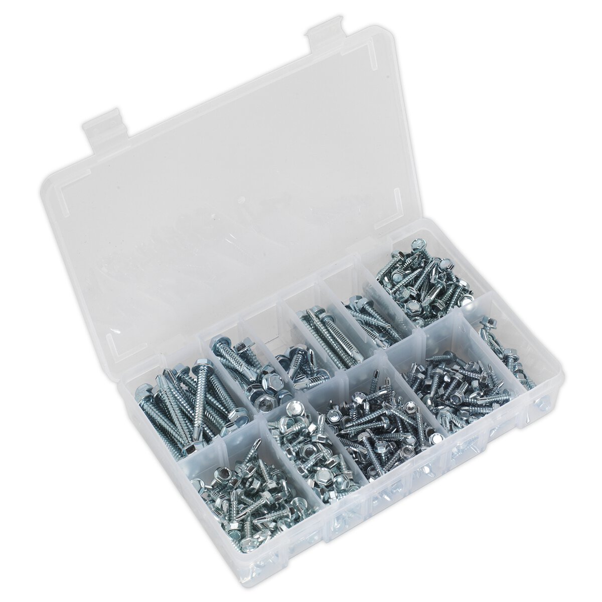 Self Drilling Screw Assortment 410pc Hex Head Zinc DIN 7504K