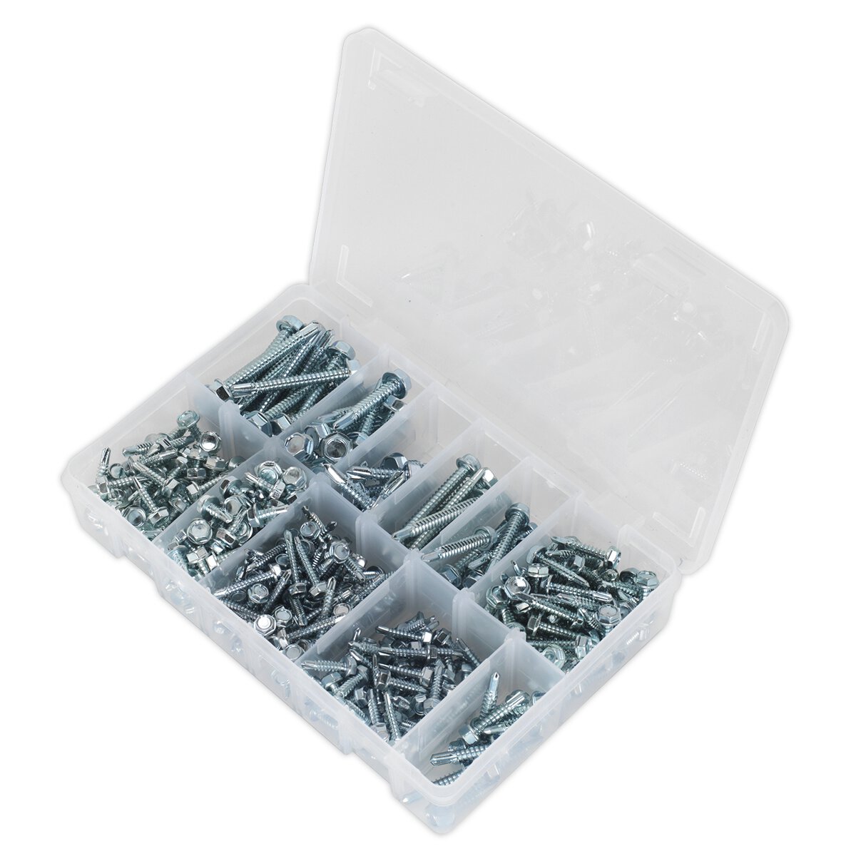 Self Drilling Screw Assortment 410pc Hex Head Zinc DIN 7504K