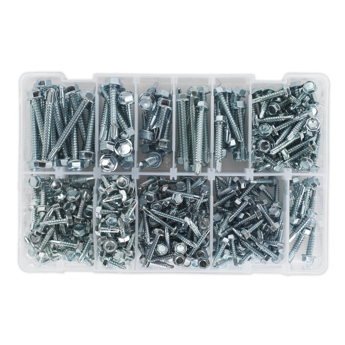 Self Drilling Screw Assortment 410pc Hex Head Zinc DIN 7504K
