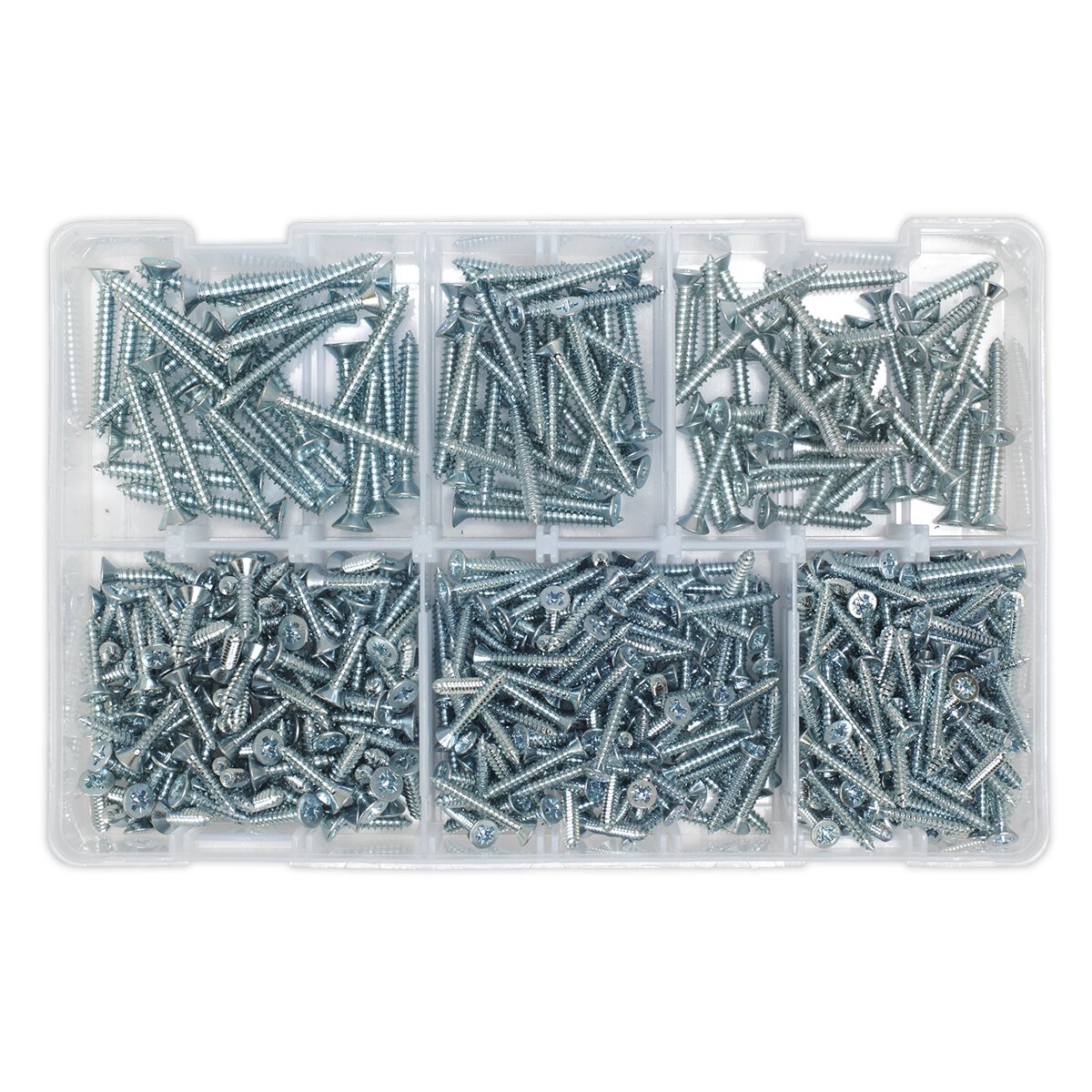 Self Tapping Screw Assortment 510pc Countersunk Pozi Zinc DIN 7982