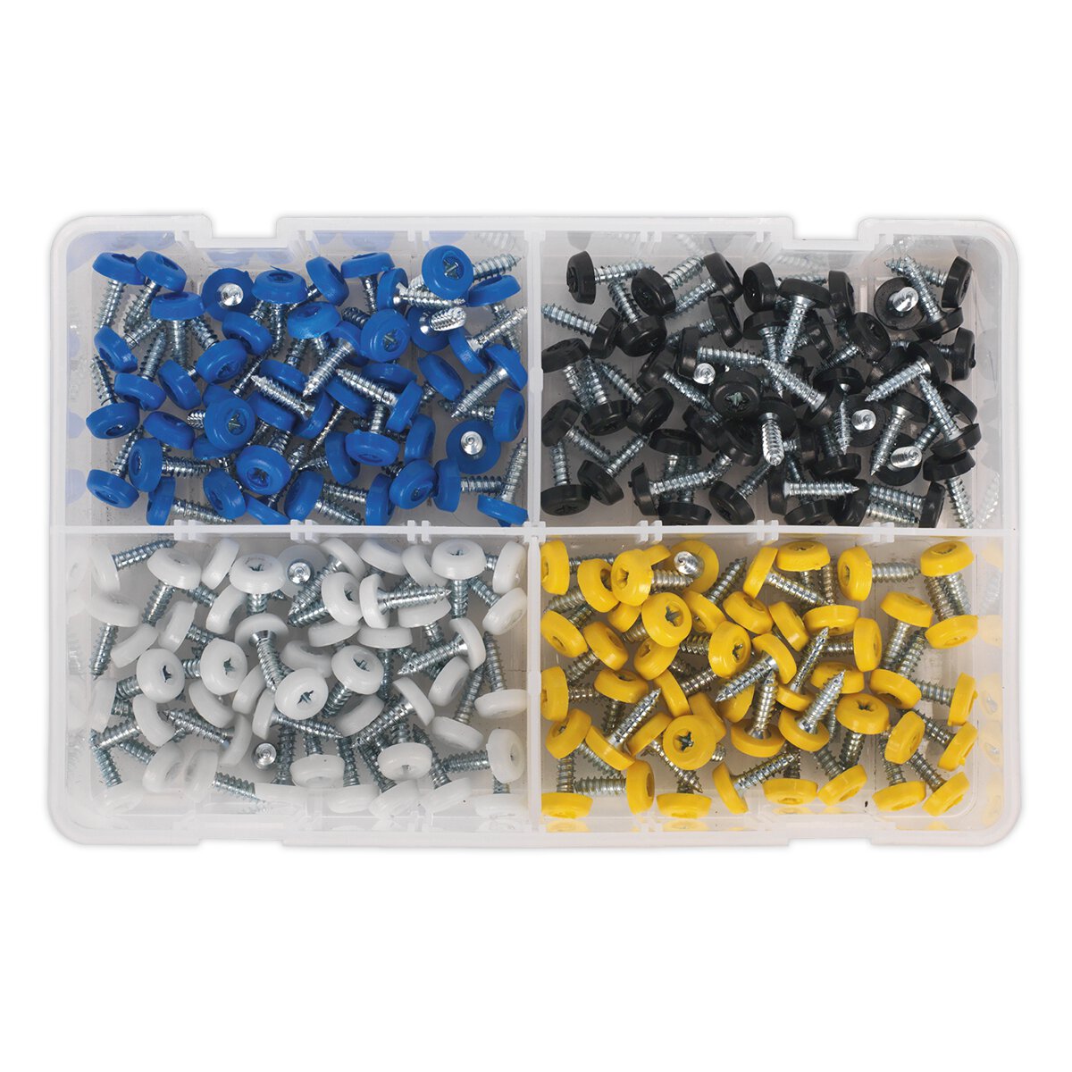 Numberplate Screw Assortment 200pc 4.8mm x 18mm Plastic Enclosed Head ...