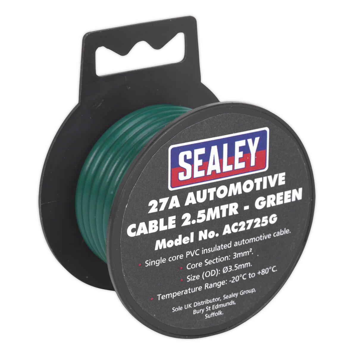 Automotive Cable Thick Wall 27A 2.5m Green