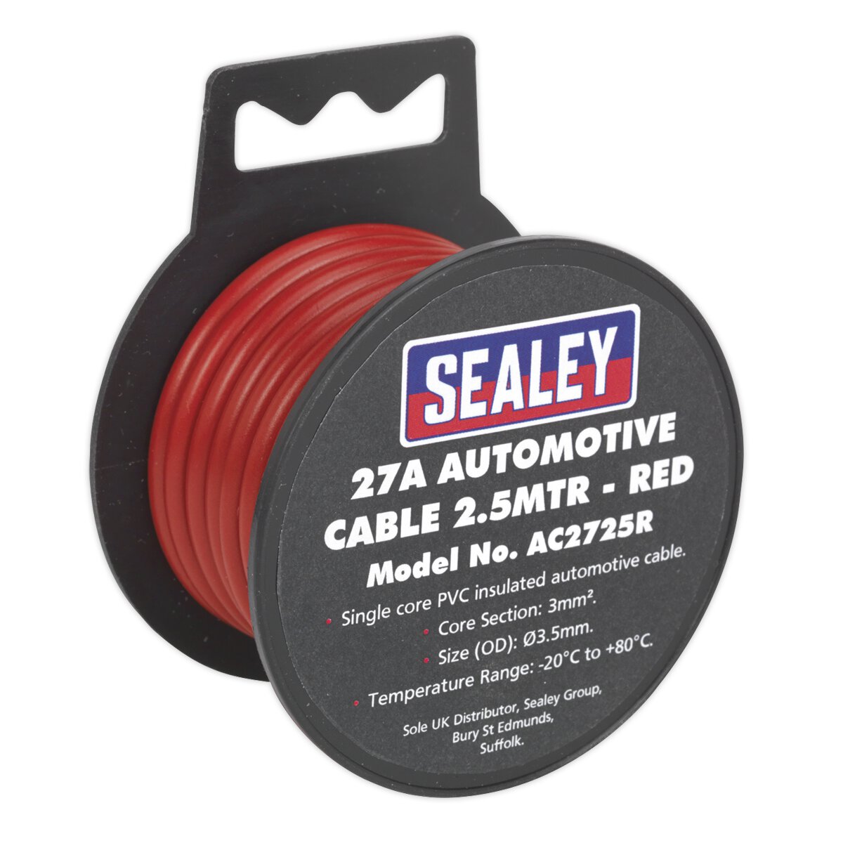 Automotive Cable Thick Wall 27A 2.5m Red