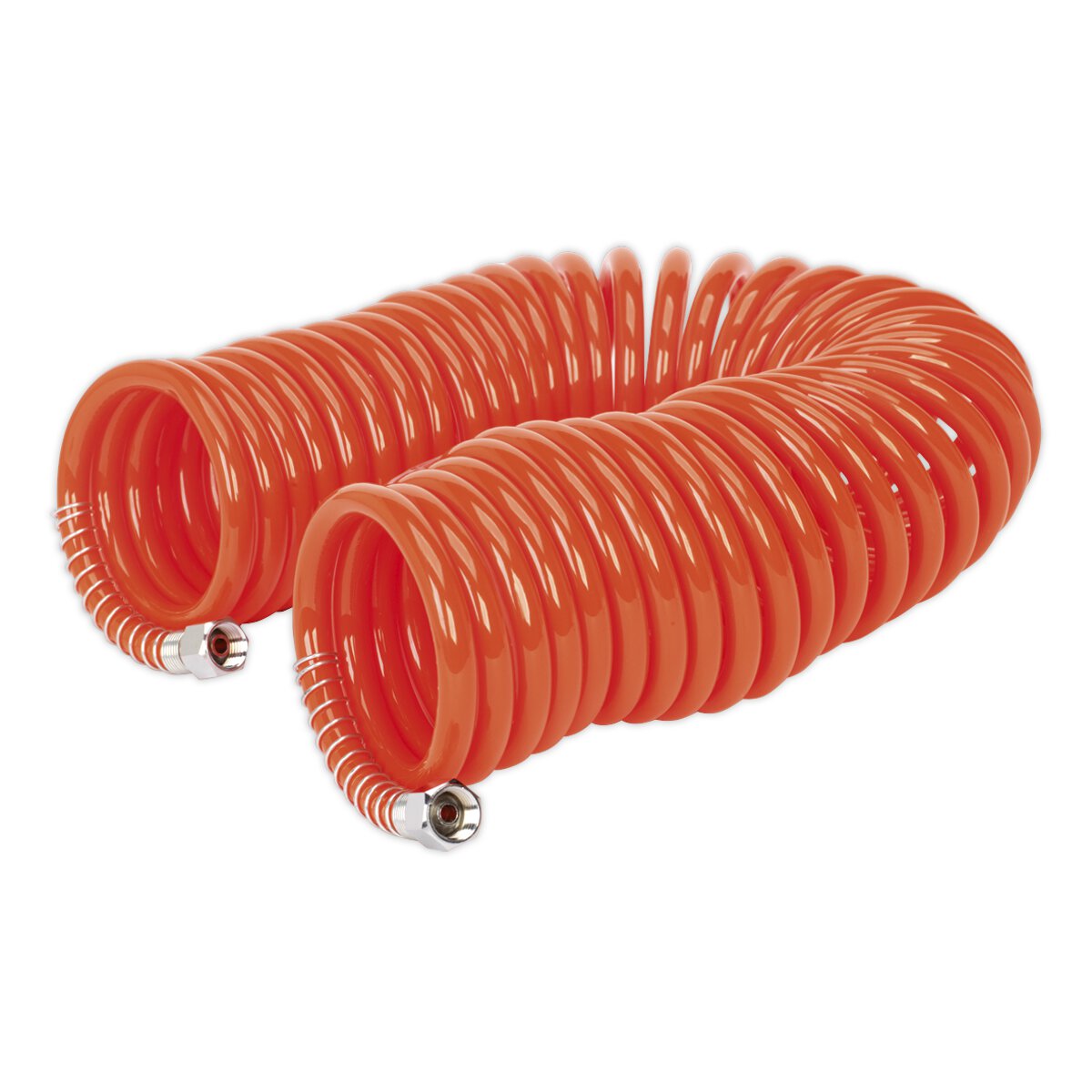 PU Coiled Air Hose 10m x Ø6mm with 1/4"BSP Unions