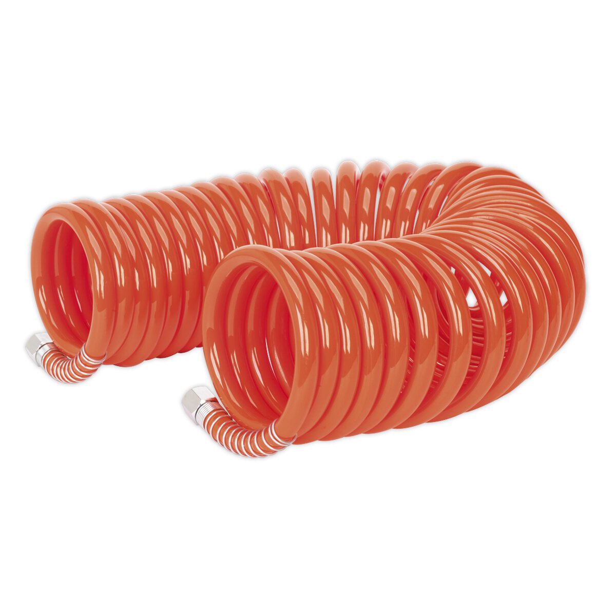 PU Coiled Air Hose 10m x Ø8mm with 1/4"BSP Unions