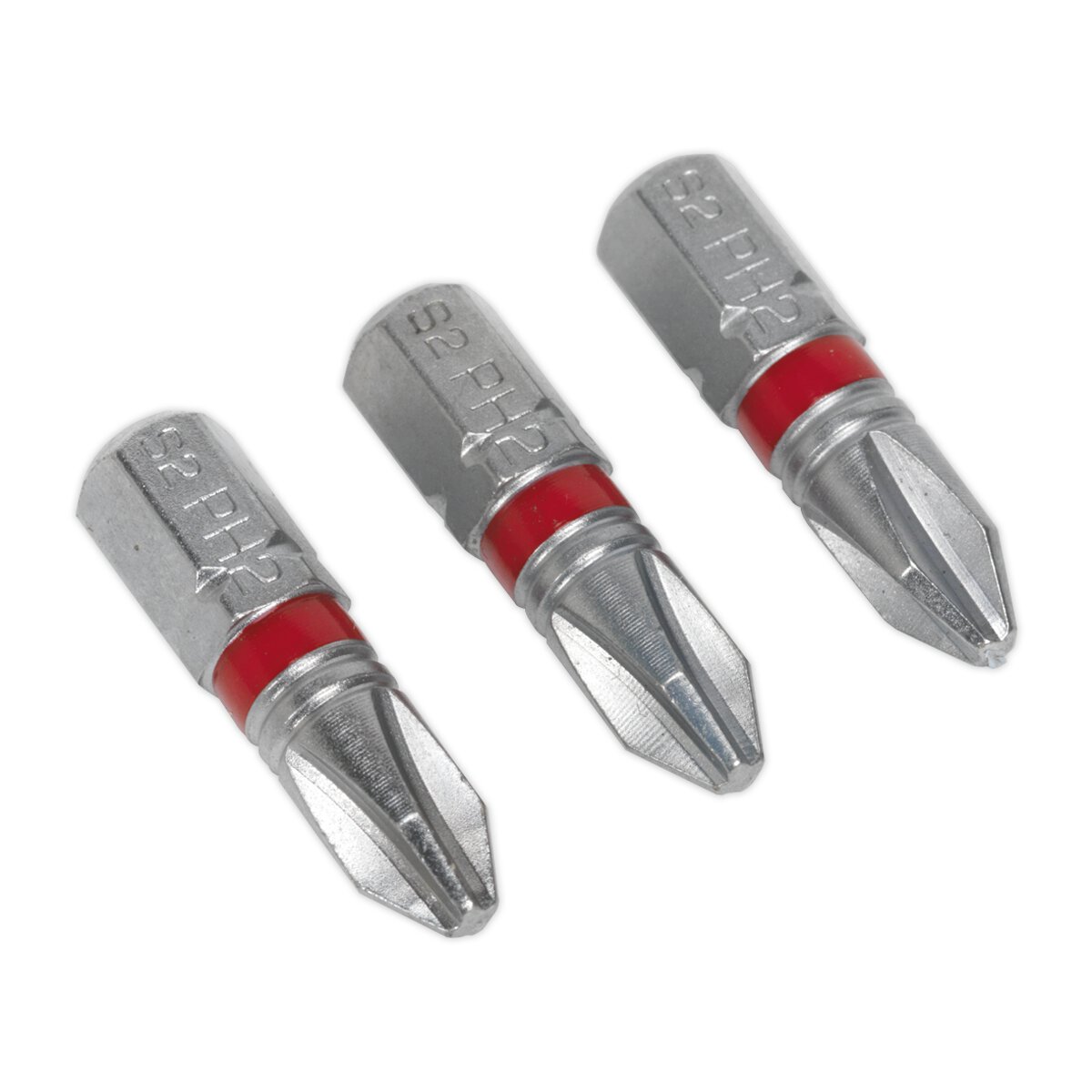 Power Tool Bit Phillips #2 Colour-Coded S2 25mm Pack of 3