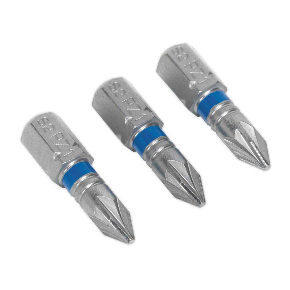 Power Tool Bit Pozi #1 Colour-Coded S2 25mm Pack of 3