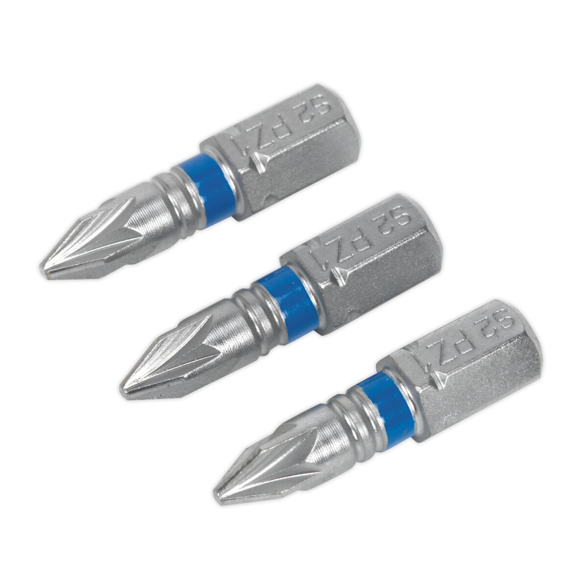 Power Tool Bit Pozi #1 Colour-Coded S2 25mm Pack of 3