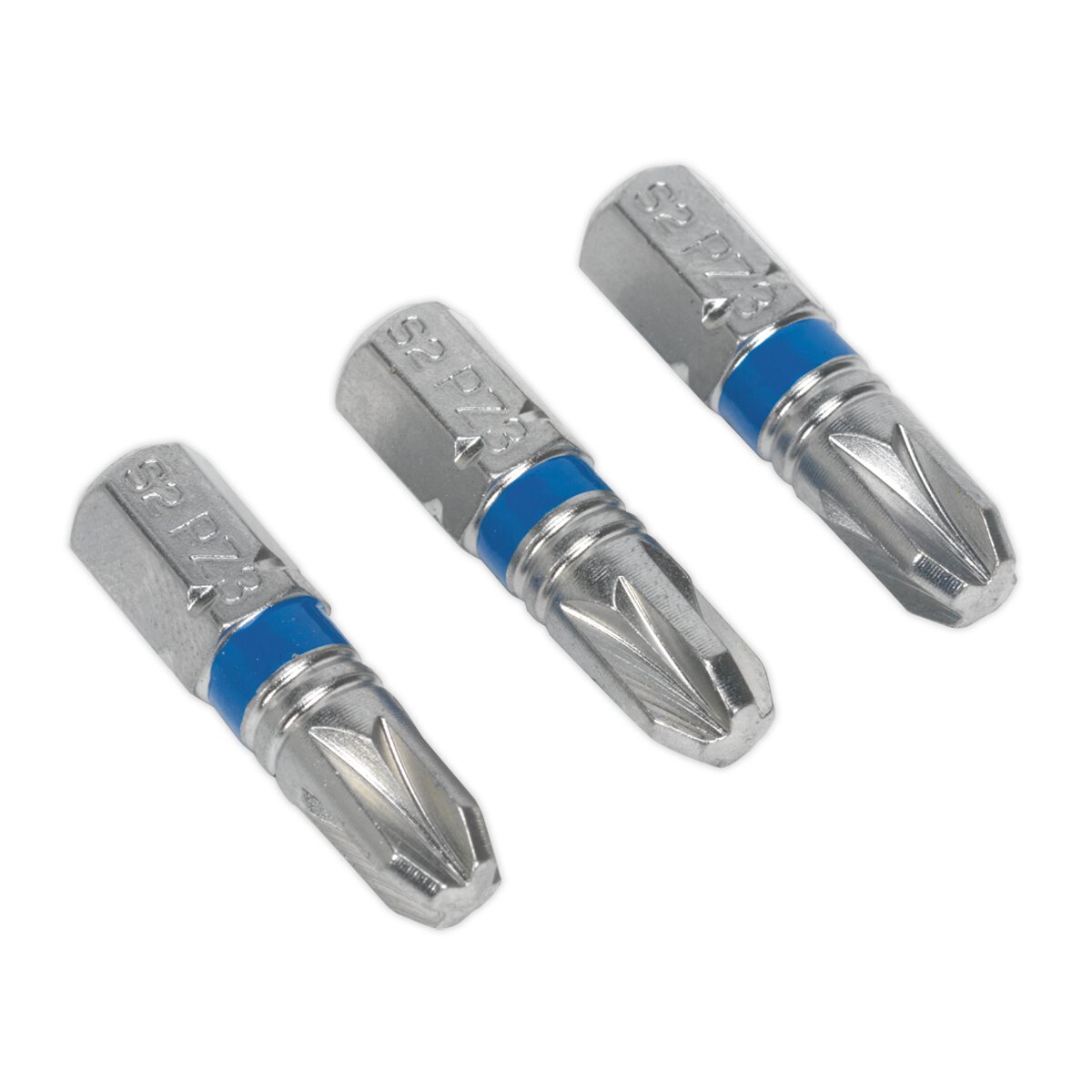 Power Tool Bit Pozi #3 Colour-Coded S2 25mm Pack of 3