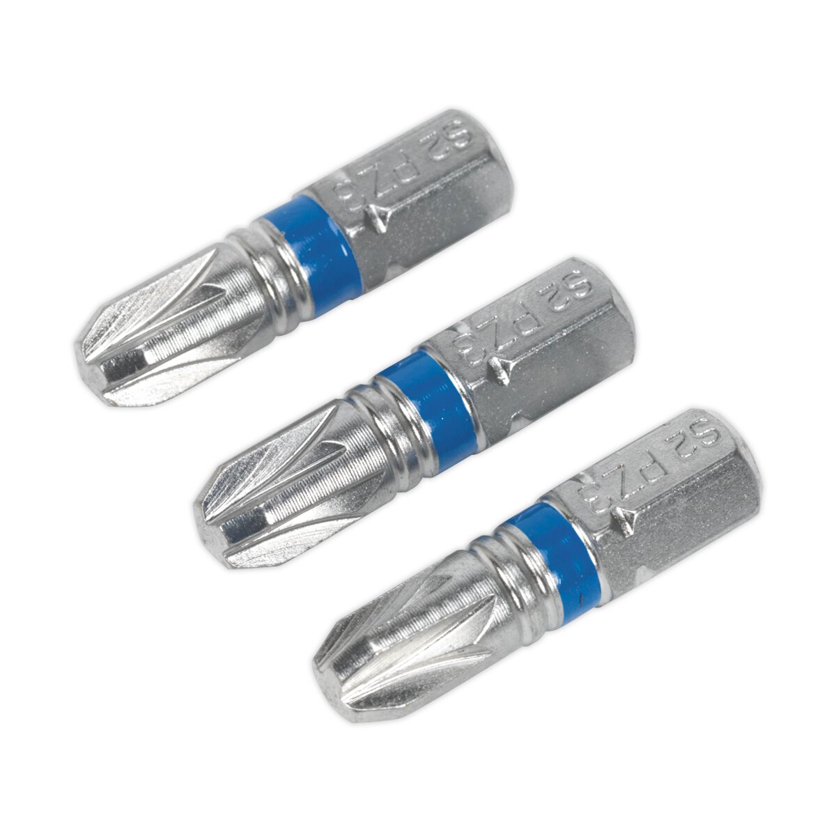 Power Tool Bit Pozi #3 Colour-Coded S2 25mm Pack of 3