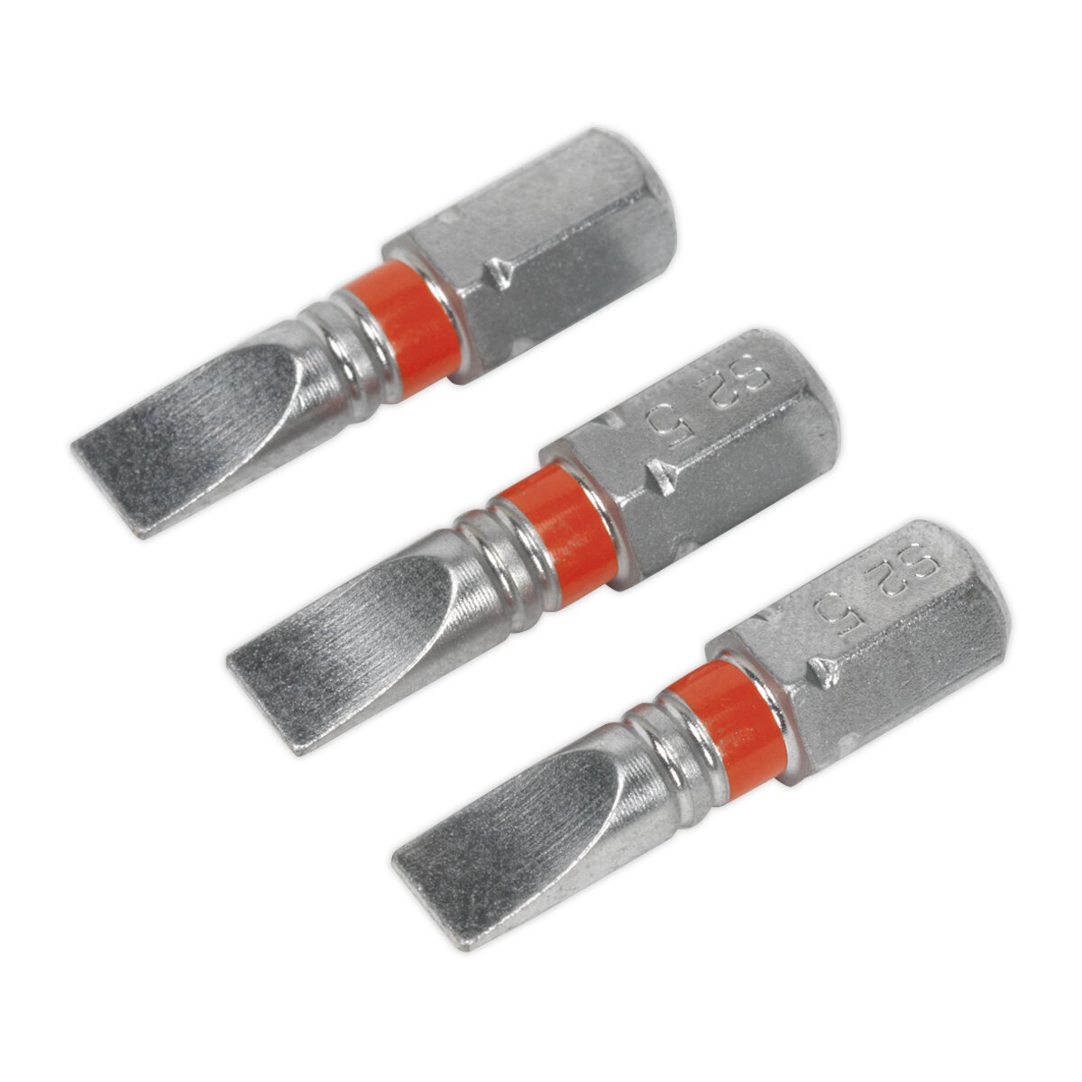 Power Tool Bit Slotted 5mm Colour-Coded S2 25mm Pack of 3