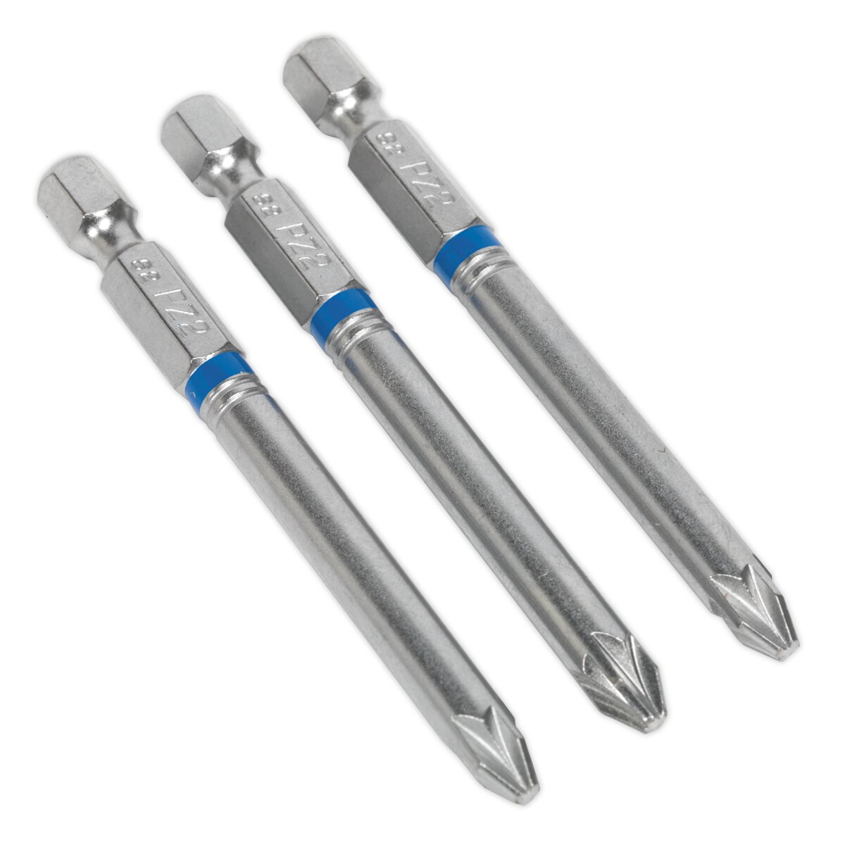 Power Tool Bit Pozi #2 Colour-Coded S2 75mm Pack of 3