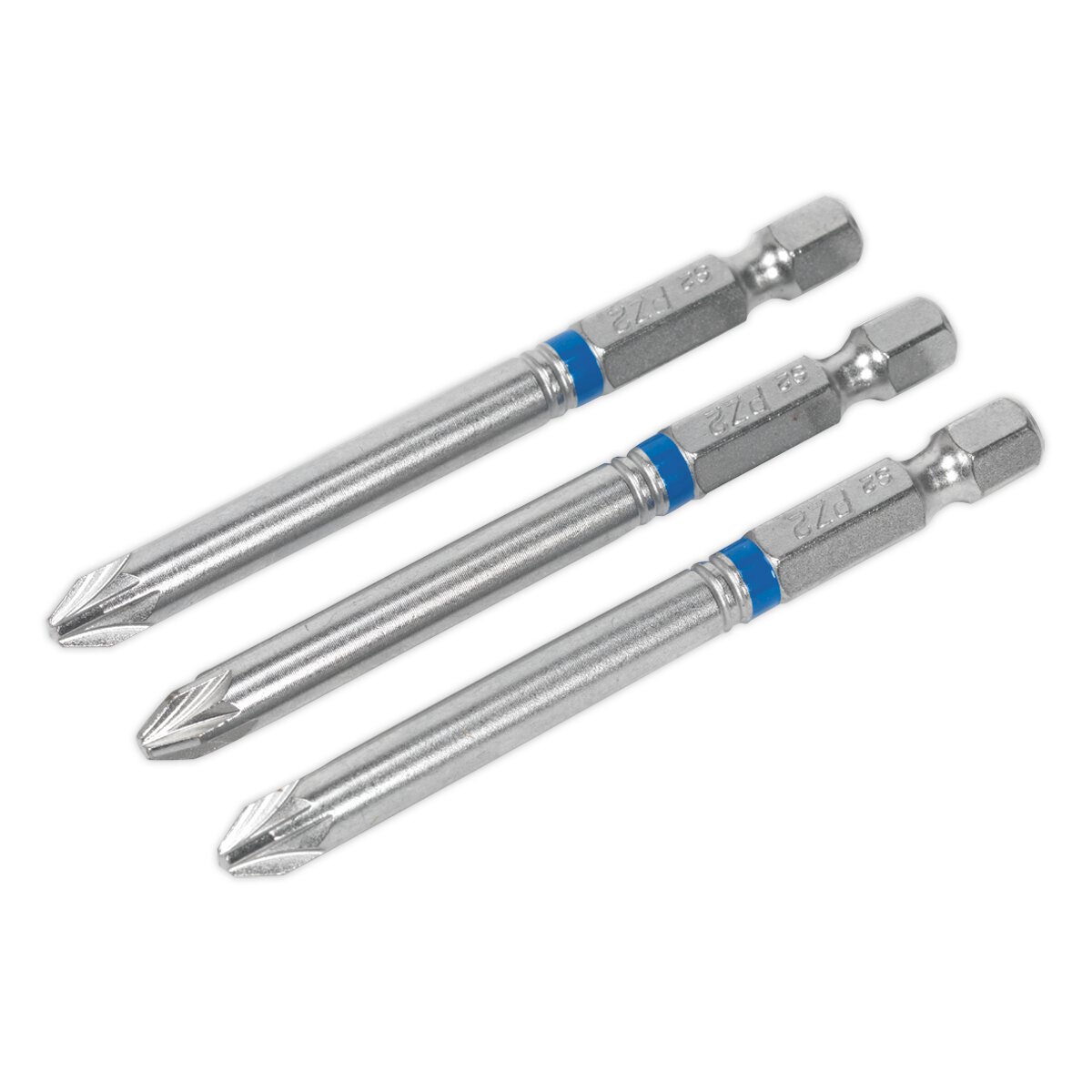 Power Tool Bit Pozi #2 Colour-Coded S2 75mm Pack of 3