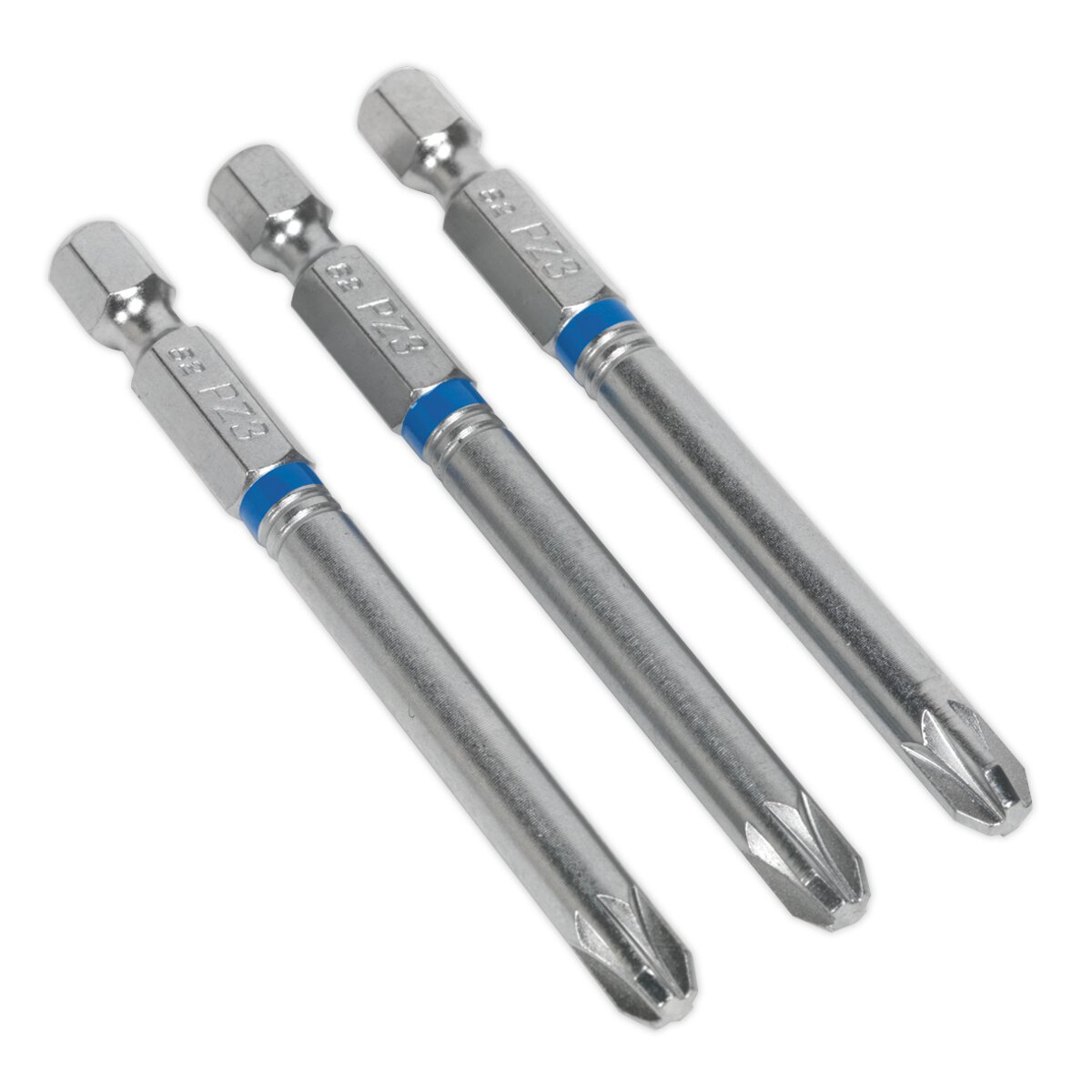 Power Tool Bit Pozi #3 Colour-Coded S2 75mm Pack of 3