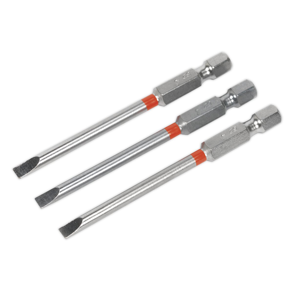 Power Tool Bit Slotted 4mm Colour-Coded S2 75mm Pack of 3