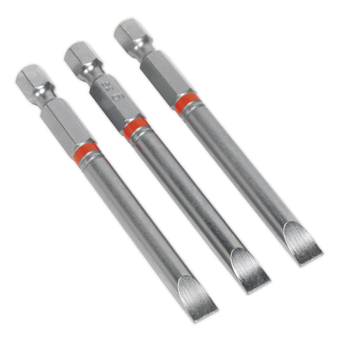 Power Tool Bit Slotted 6mm Colour-Coded S2 75mm Pack of 3