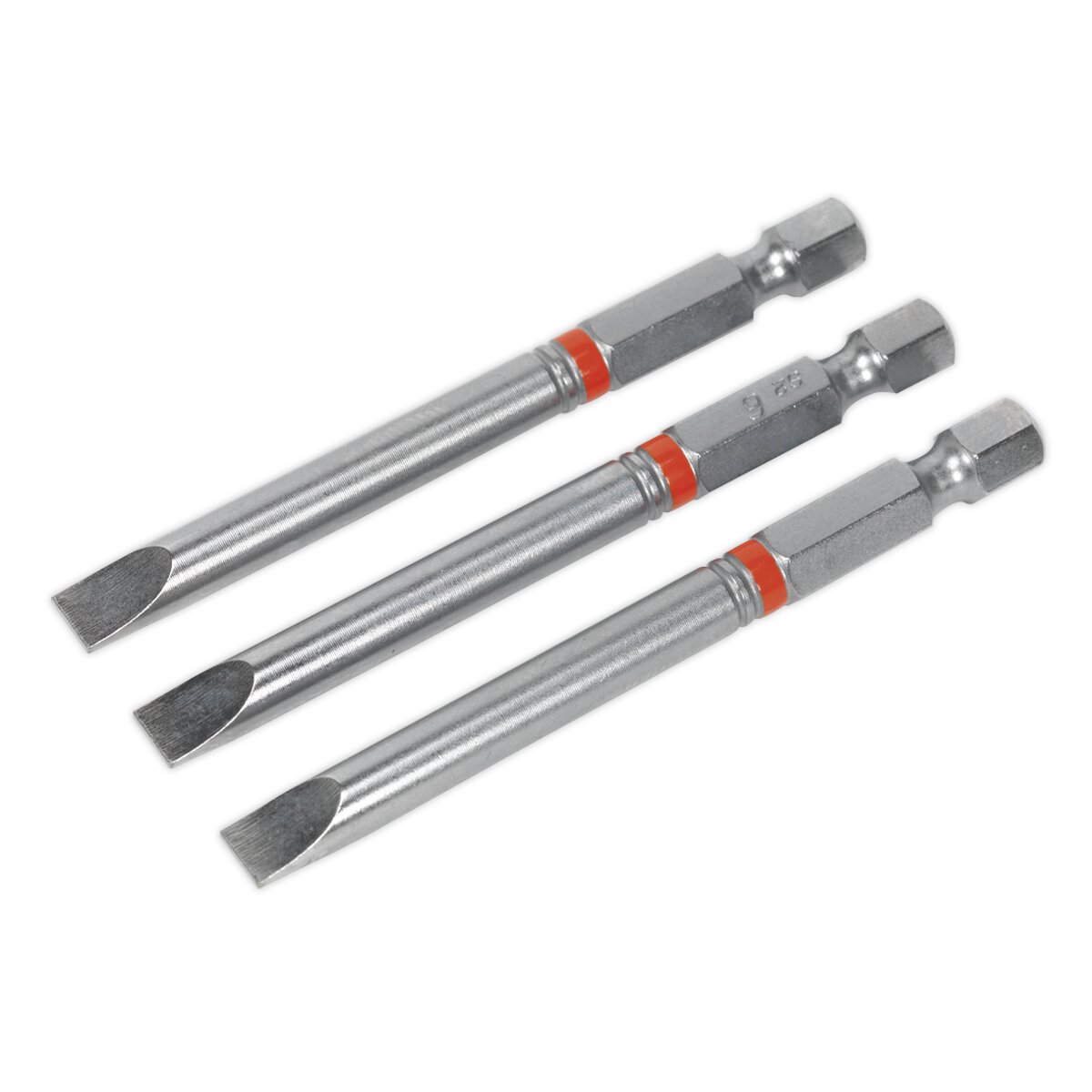 Power Tool Bit Slotted 6mm Colour-Coded S2 75mm Pack of 3