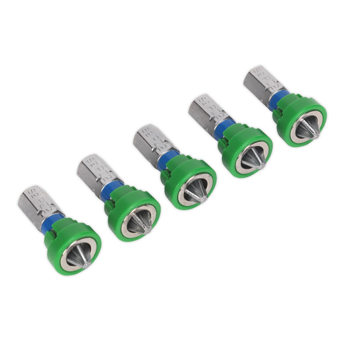 Power Tool Bit Pozi #2 with Magnetic Holder S2 25mm Pack of 5