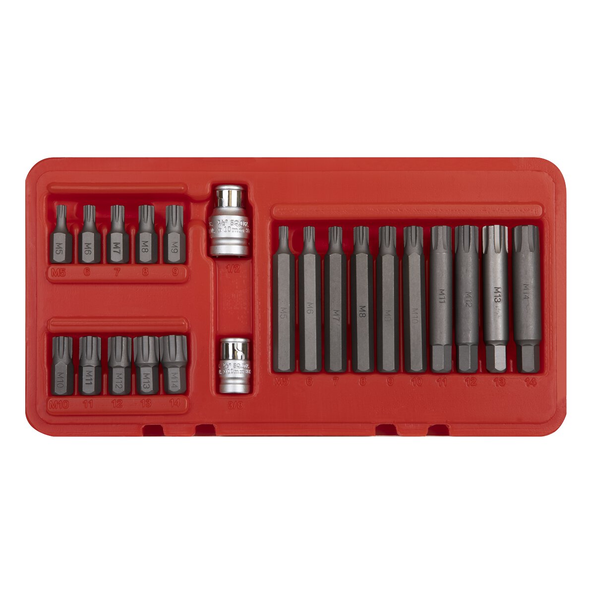 Ribe Bit Set 22pc 3/8" & 1/2"Sq Drive