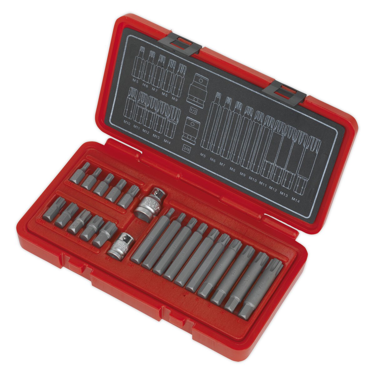 Ribe Bit Set 22pc 3/8" & 1/2"Sq Drive