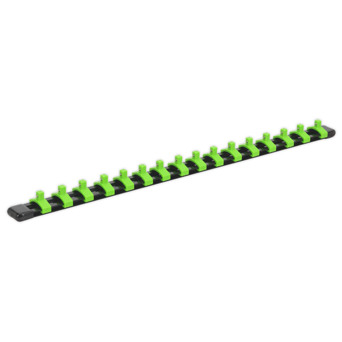 Socket Retaining Rail with 16 Clips 1/4"Sq Drive - Hi-Vis Green