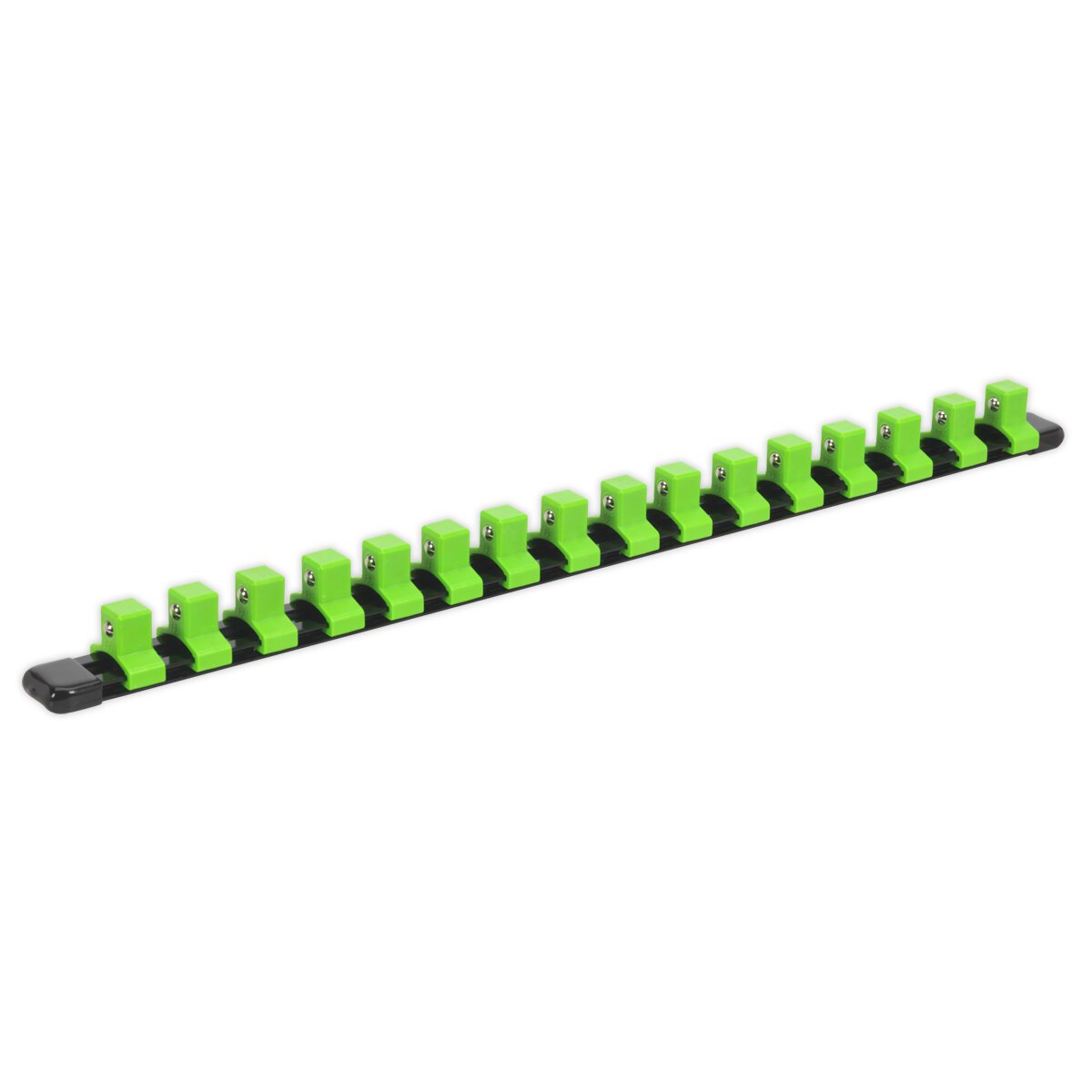 Socket Retaining Rail with 16 Clips 1/2"Sq Drive - Hi-Vis Green