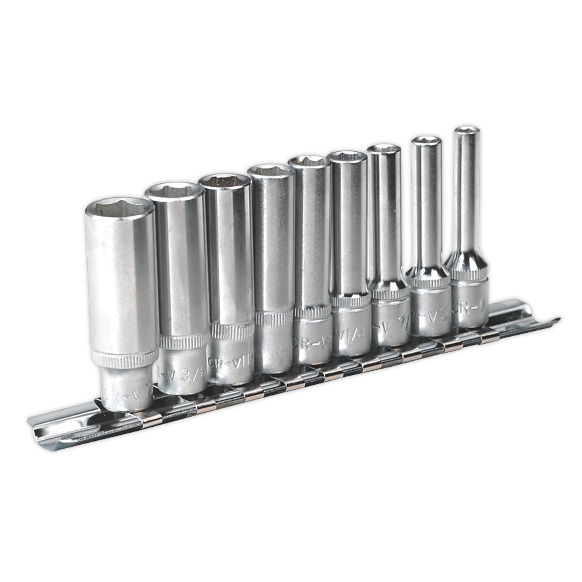 Socket Set 9pc 1/4"Sq Drive 6pt Deep WallDrive® Imperial