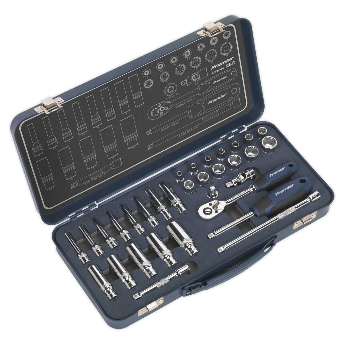 Socket Set 32pc 1/4"Sq Drive Lock-On™ 6pt Metric