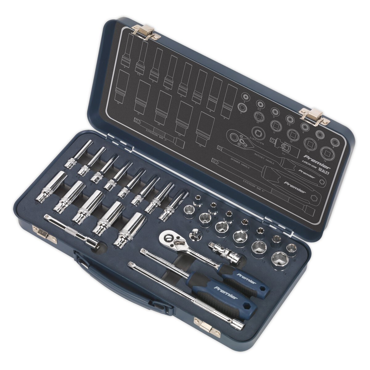 Socket Set 32pc 1/4"Sq Drive Lock-On™ 6pt Metric