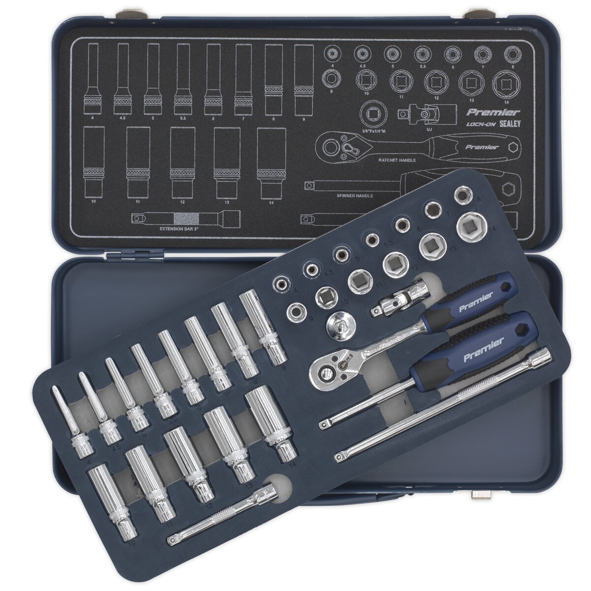 Socket Set 32pc 1/4"Sq Drive Lock-On™ 6pt Metric