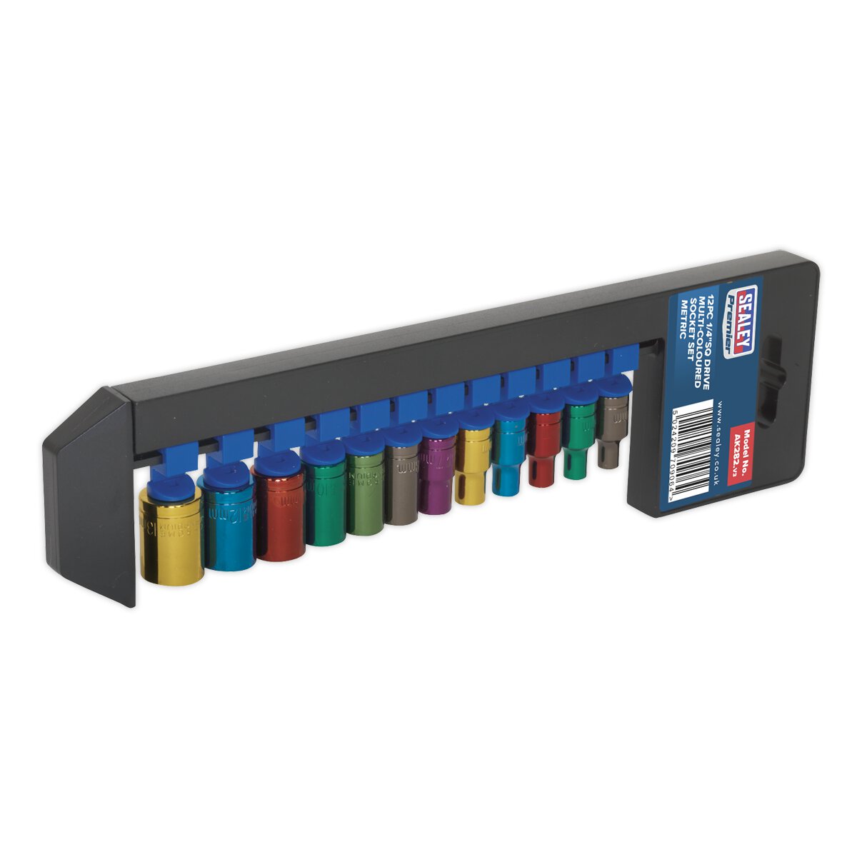 Multi-Coloured Socket Set 12pc 1/4"Sq Drive 6pt WallDrive® Metric