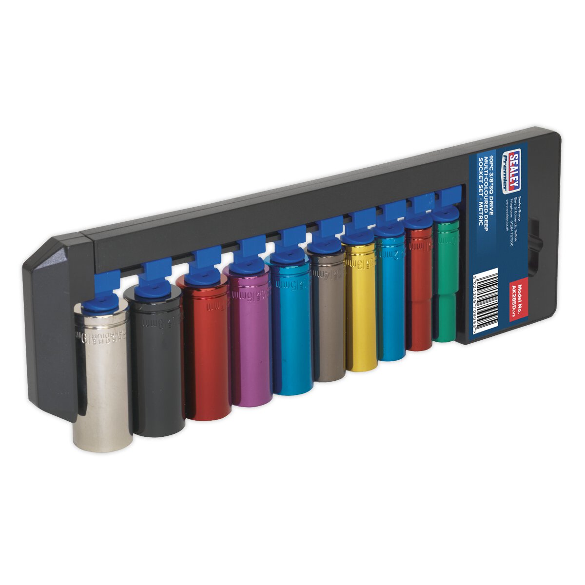Multi-Coloured Socket Set 10pc 3/8"Sq Drive 6pt Deep WallDrive® Metric