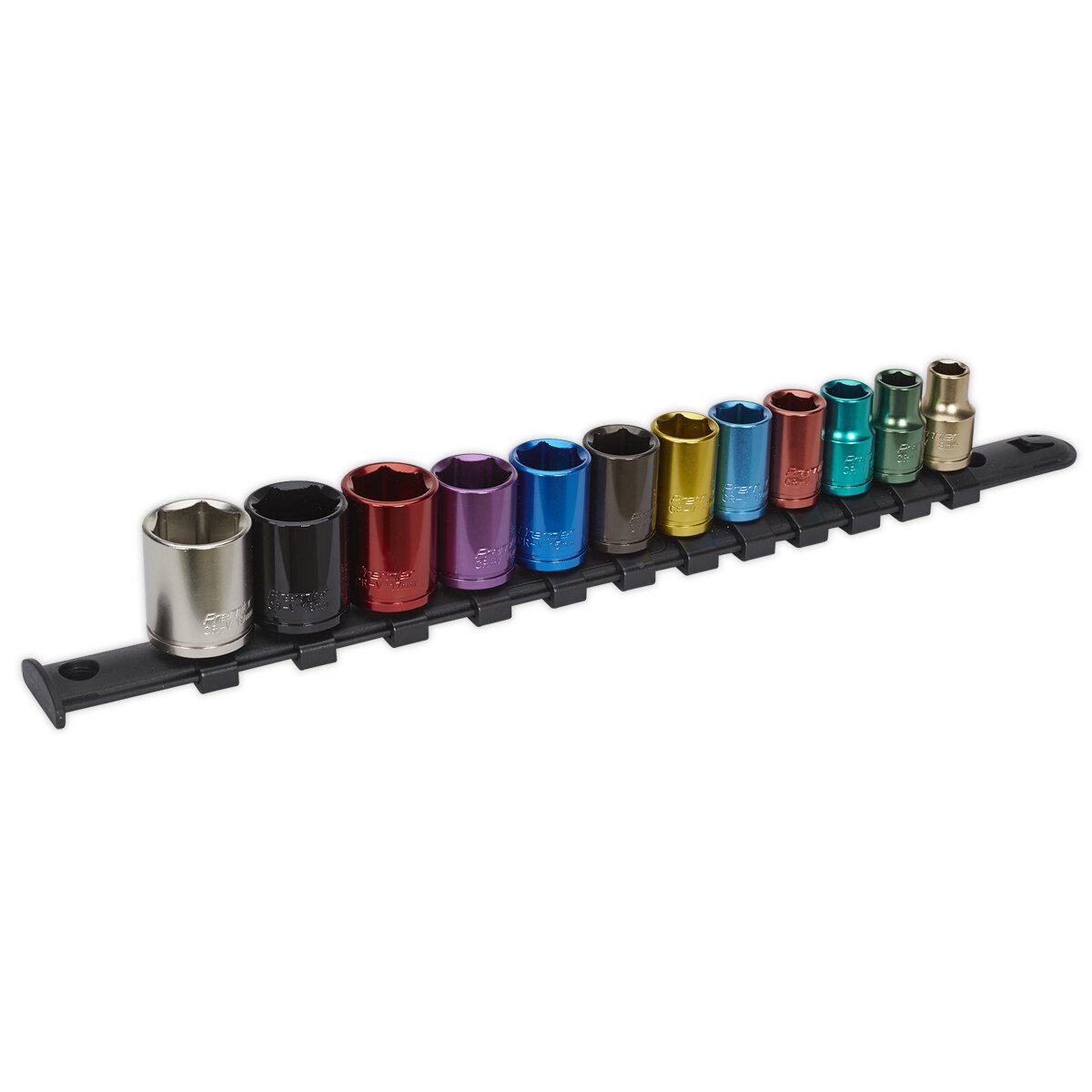 Multi-Coloured Socket Set 12pc 3/8"Sq Drive 6pt WallDrive® Metric