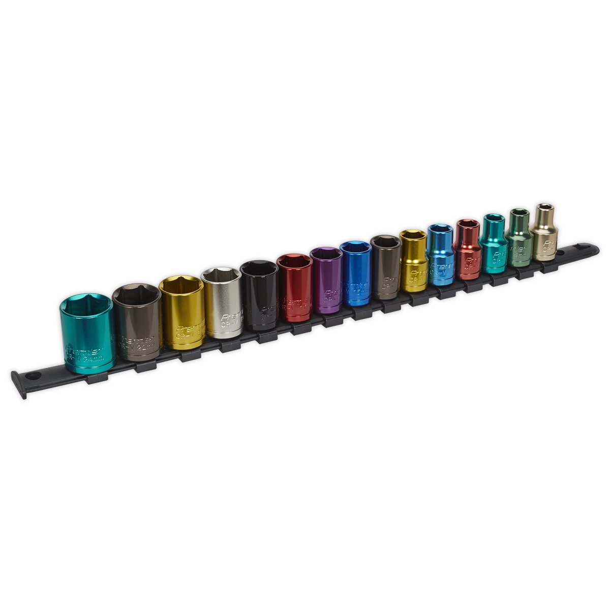 Multi-Coloured Socket Set 15pc 1/2"Sq Drive 6pt WallDrive® Metric
