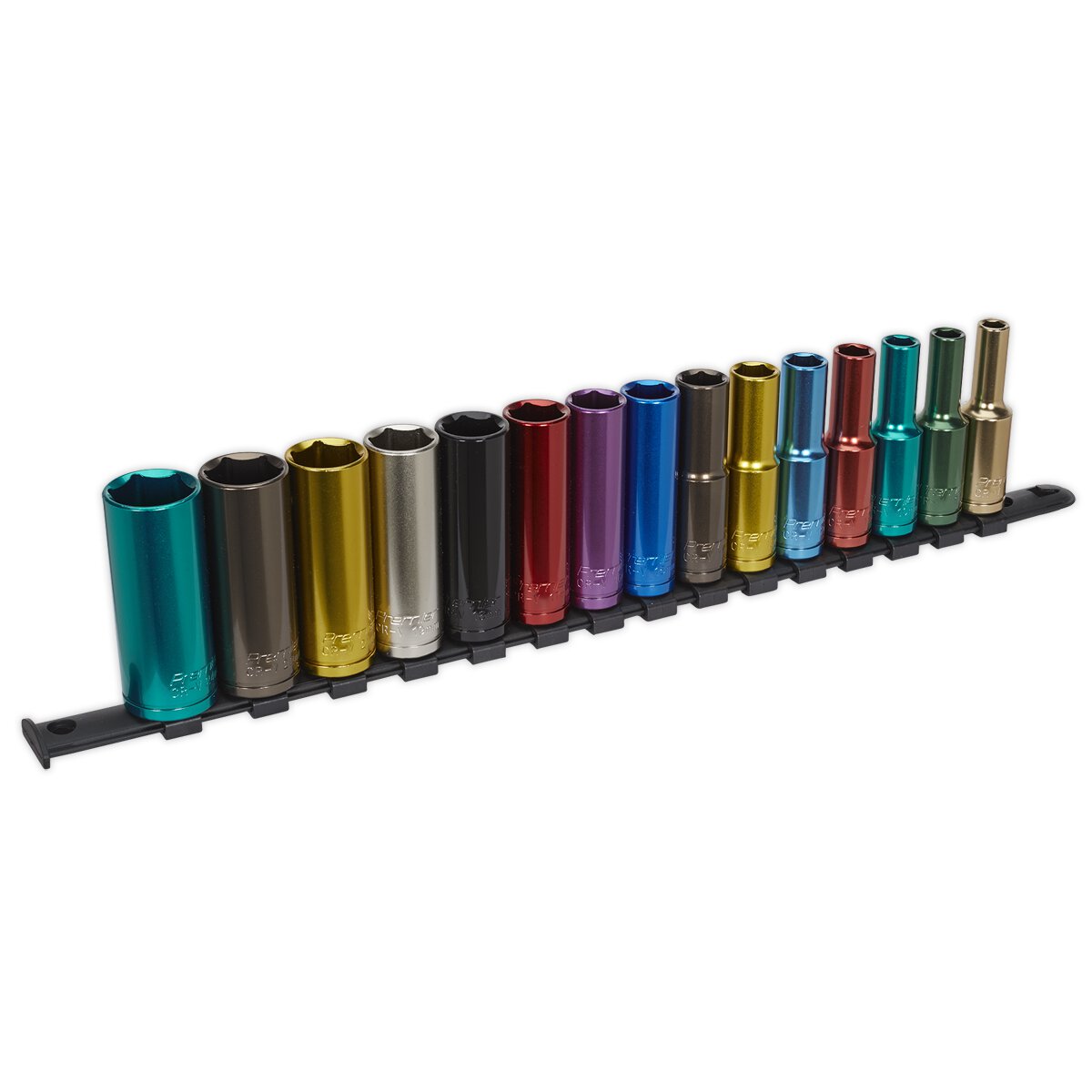 Multi-Coloured Socket Set 15pc 1/2"Sq Drive 6pt Deep WallDrive® Metric
