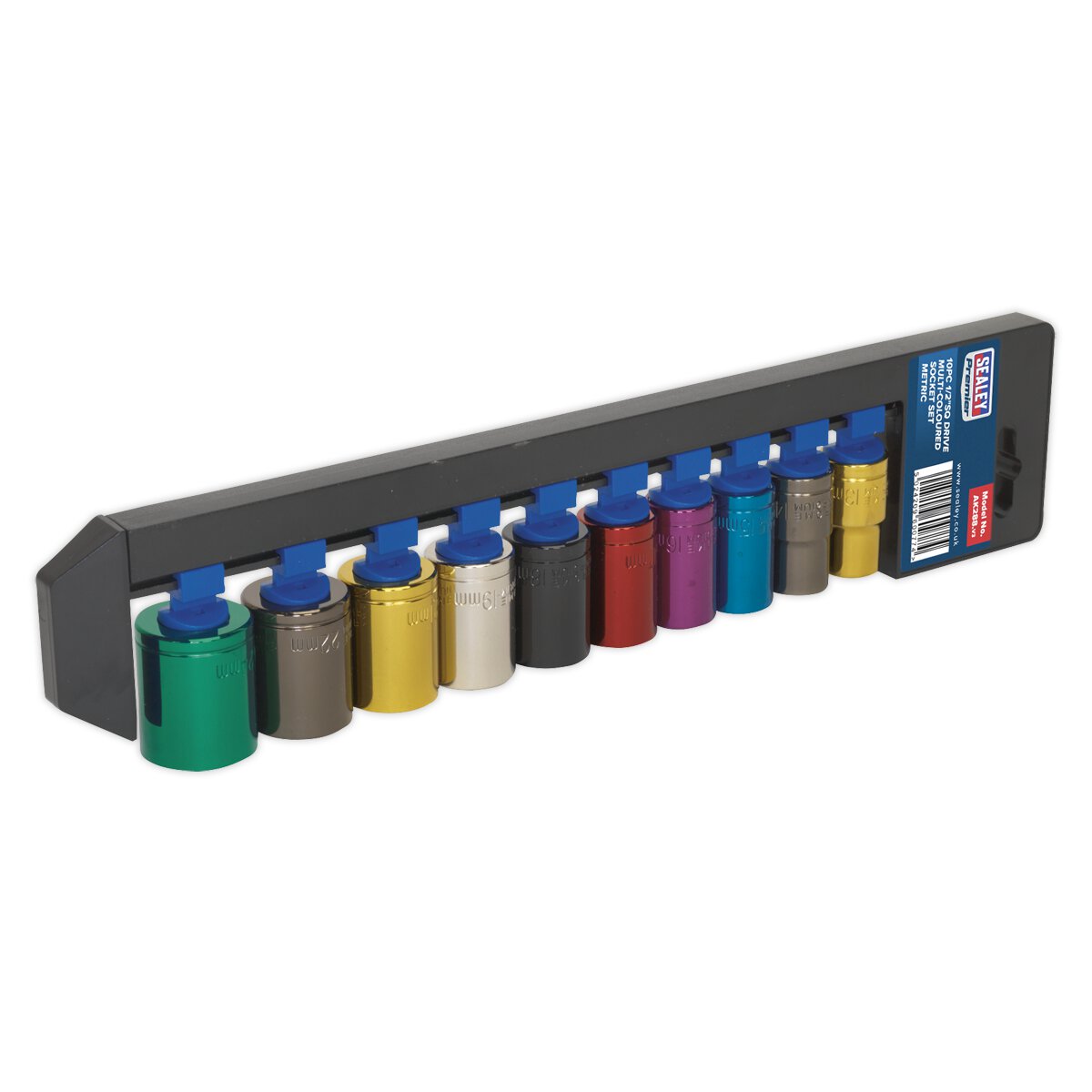 Multi-Coloured Socket Set 10pc 1/2"Sq Drive 6pt WallDrive® Metric