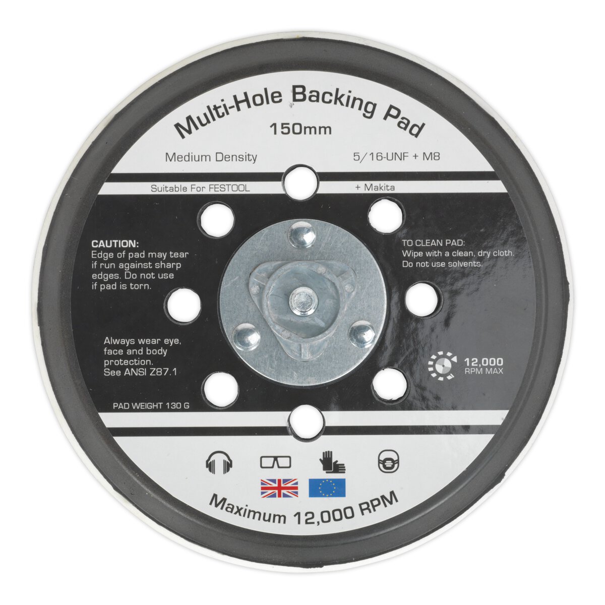 Universal Dust-Free Stick-On DA Backing Pad Ø150mm x 5/16"UNF & M8