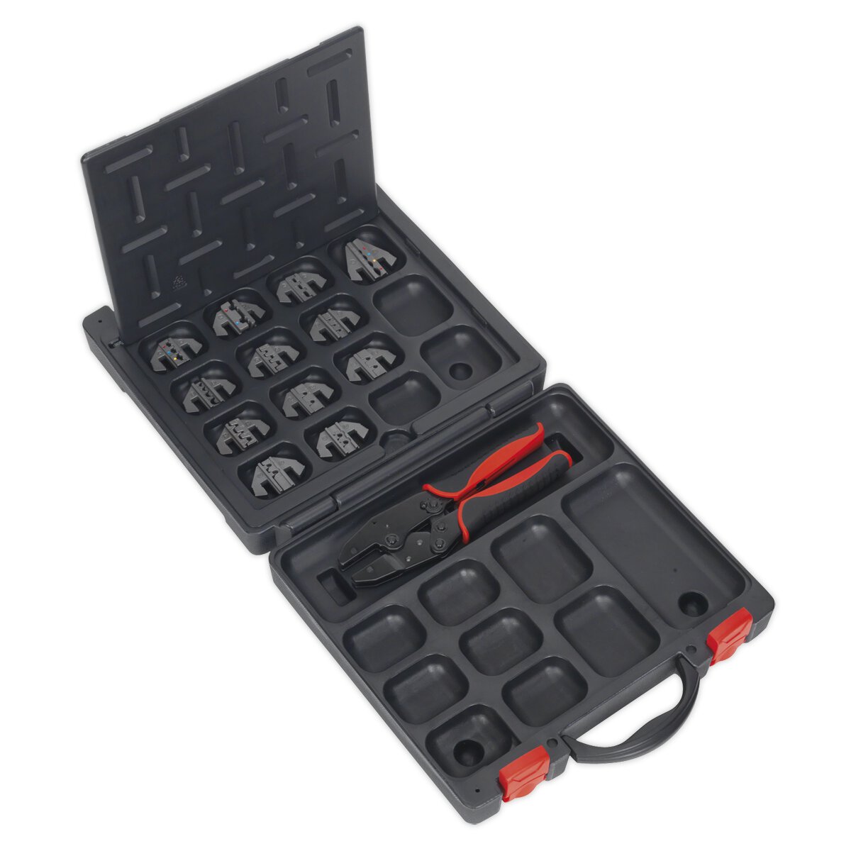 Ratchet Crimping Tool with Jaws and Storage Case