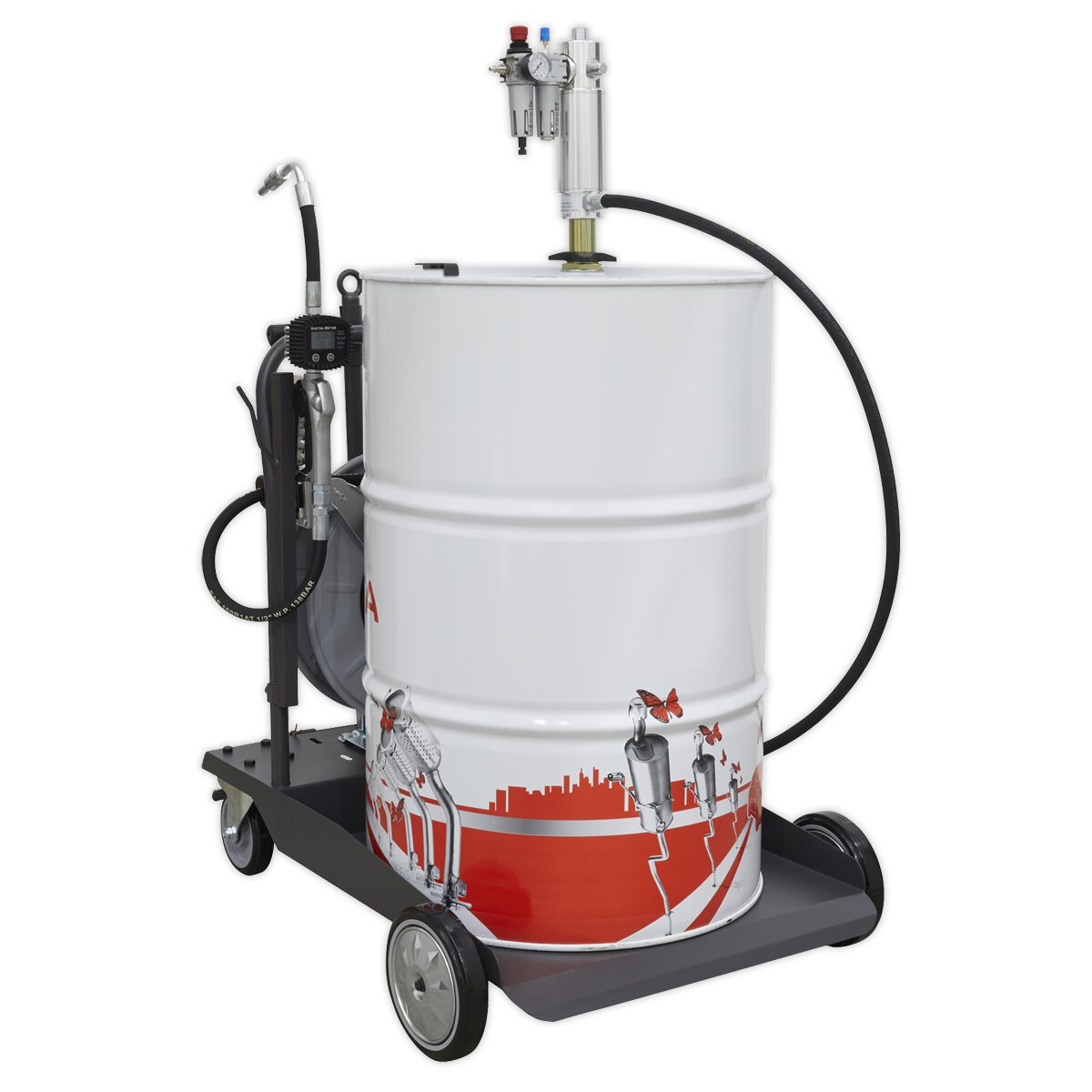 Oil Dispensing System Air Operated with 10m Retractable Hose Reel