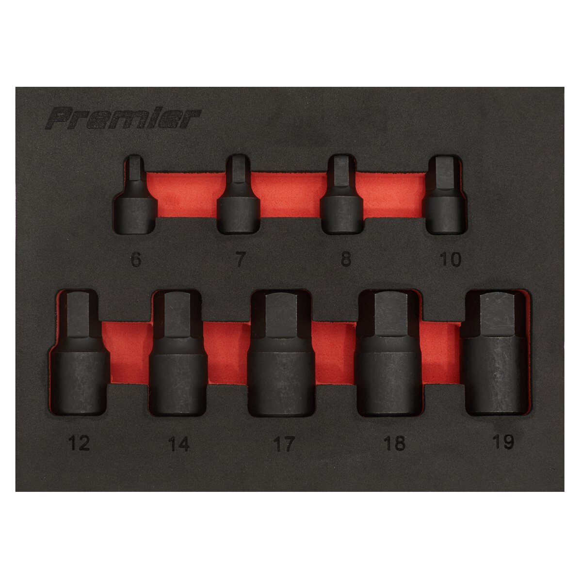 Low Profile Impact Hex Socket Bit Set 1/4" & 3/8" Sq Drive 9pc - Metric