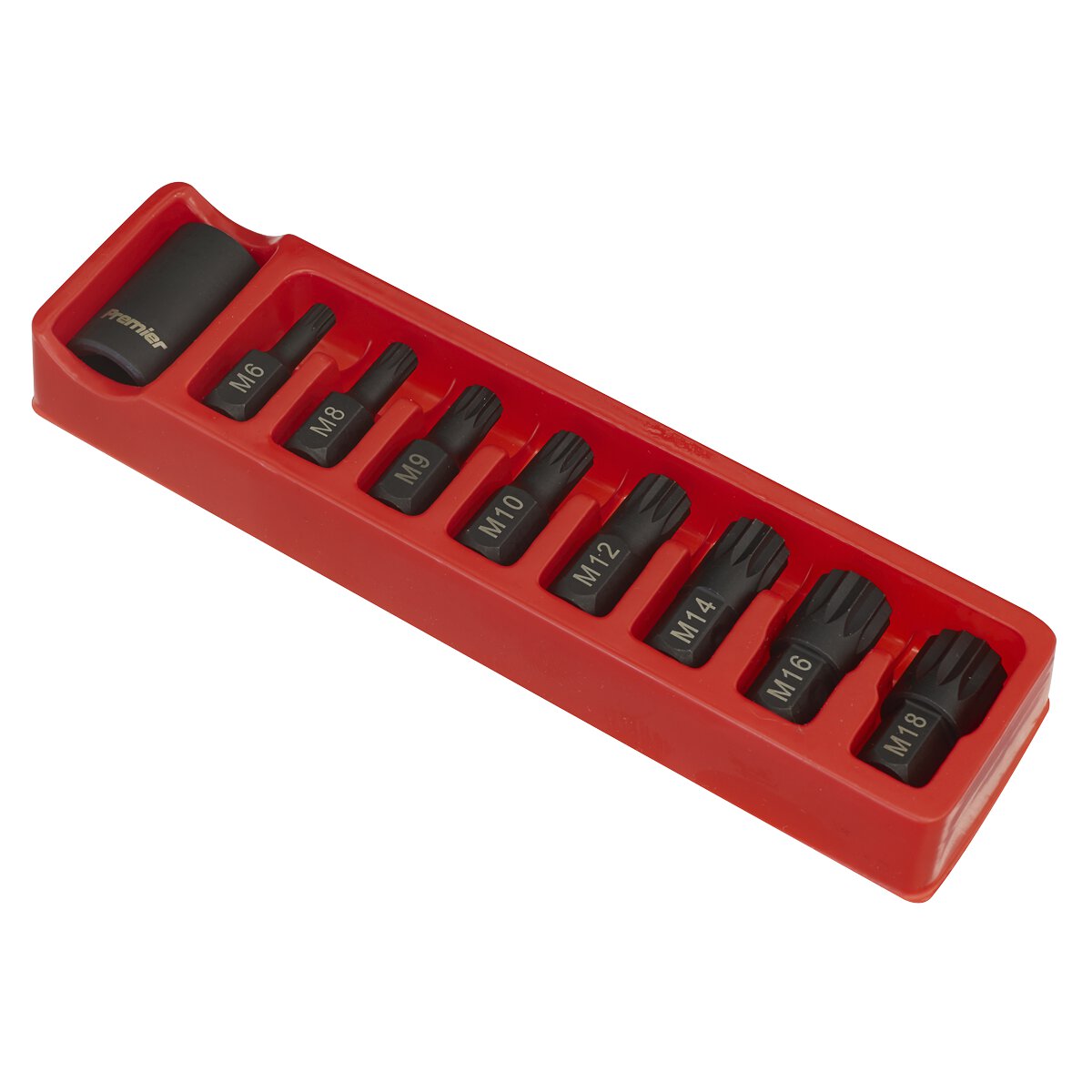 Impact Spline Bit & Holder Set 9pc 1/2"Sq Drive