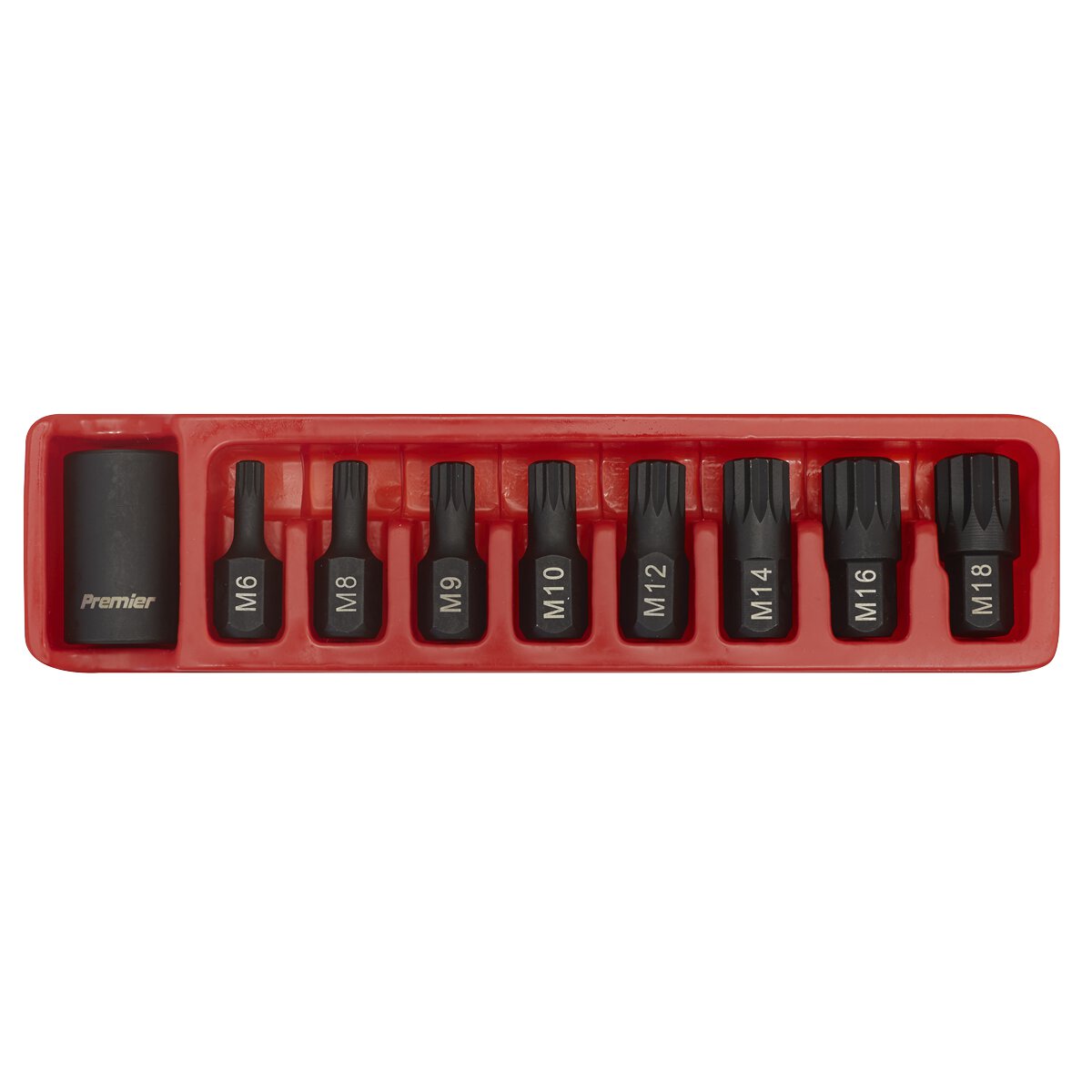 Impact Spline Bit & Holder Set 9pc 1/2"Sq Drive