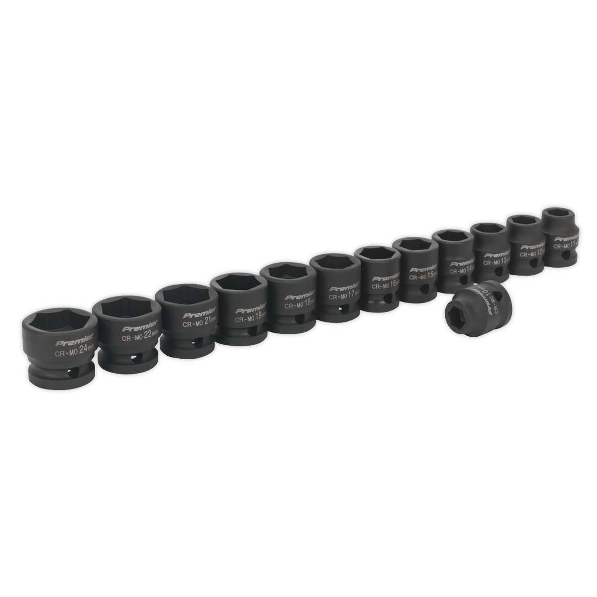 Impact Socket Set 13pc 1/2"Sq Drive Low Profile Metric