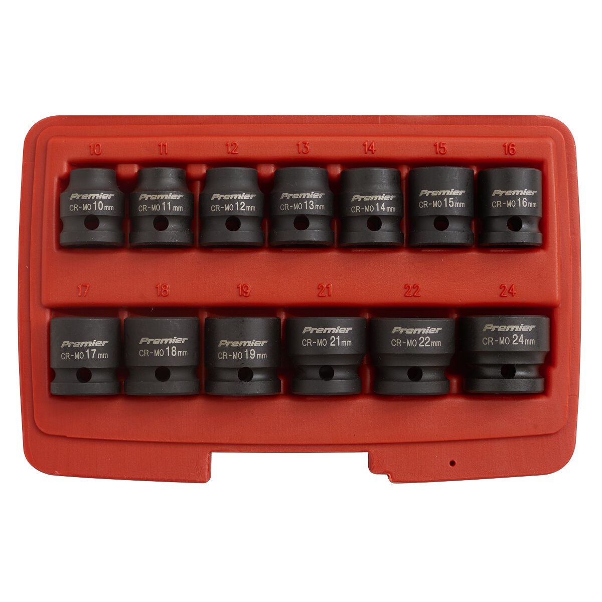 Impact Socket Set 13pc 1/2"Sq Drive Low Profile Metric