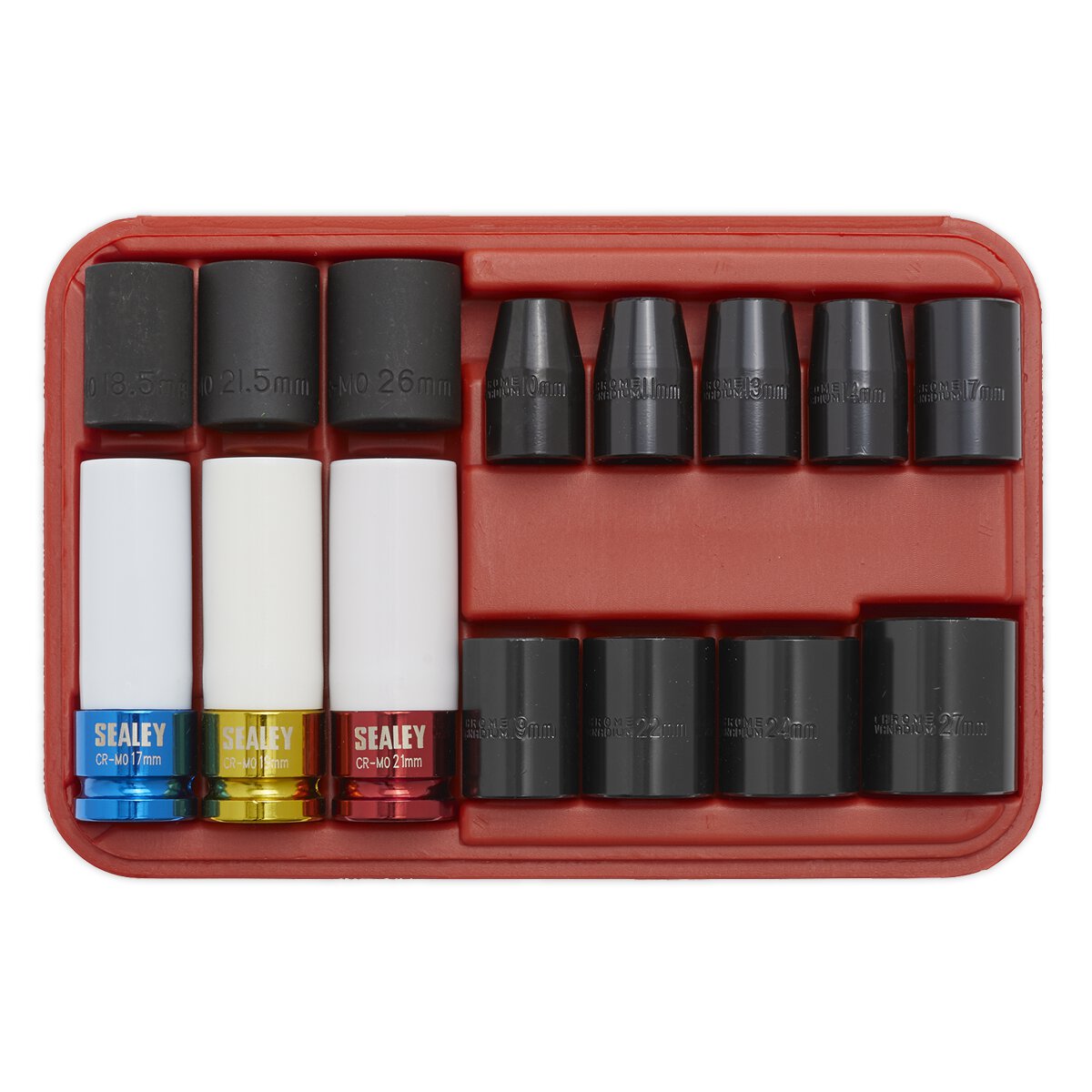 Impact Socket & Wheel Nut Remover Set 15pc 1/2"Sq Drive