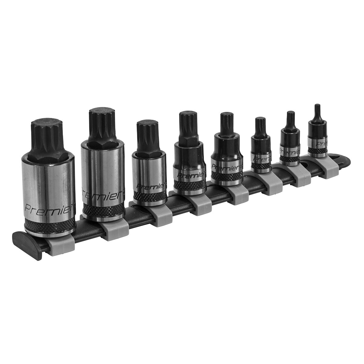 Spline Socket Bit Set 8pc 1/4", 3/8" & 1/2"Sq Drive Black Series